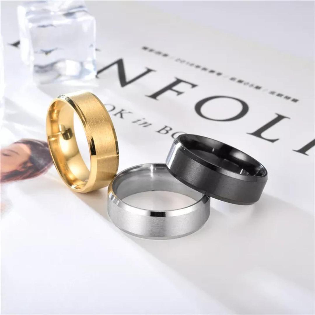 Titanium ring - black brushed finish close-up
