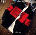 Men Fleece Printed Zipper Jacket – Wine Red