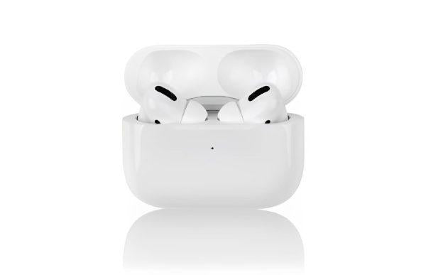 Smartwatch and AirPods Pro 2 combo with orange band - side profile
