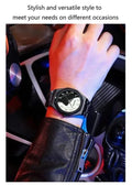 Men's carbon fiber watch with black marble dial chronograph - front view