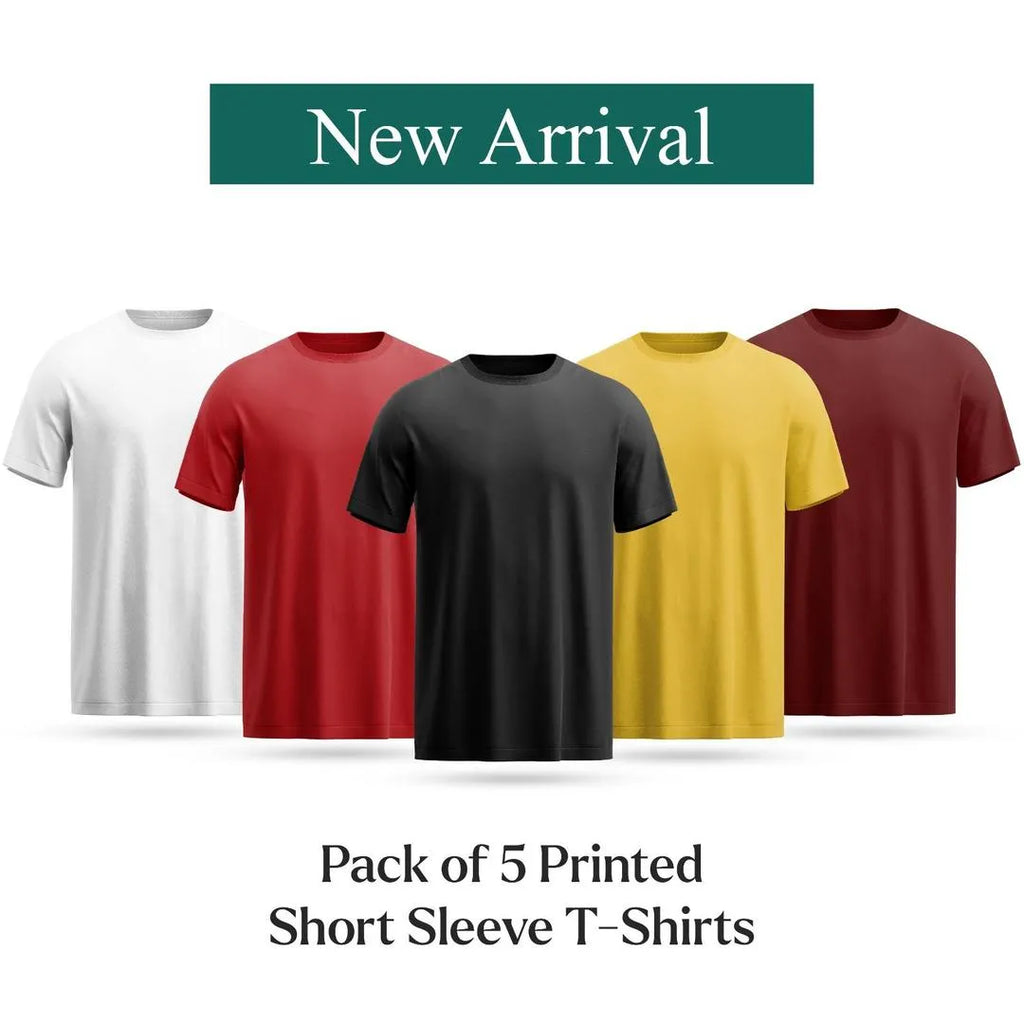 Men's polyester plain t-shirts - pack of 5 multicolor