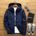 Men Hooded Windbreaker Jacket – Navy Blue