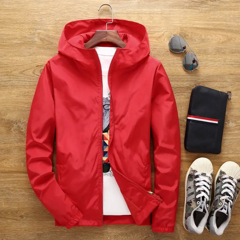 Men Hooded Windbreaker Jacket – Navy Blue (view 2)