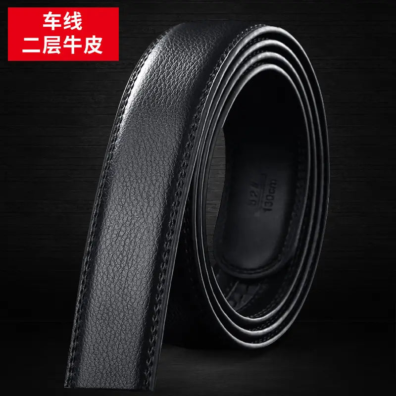 Black Leather Belt with Automatic Buckle for Men (view 2)