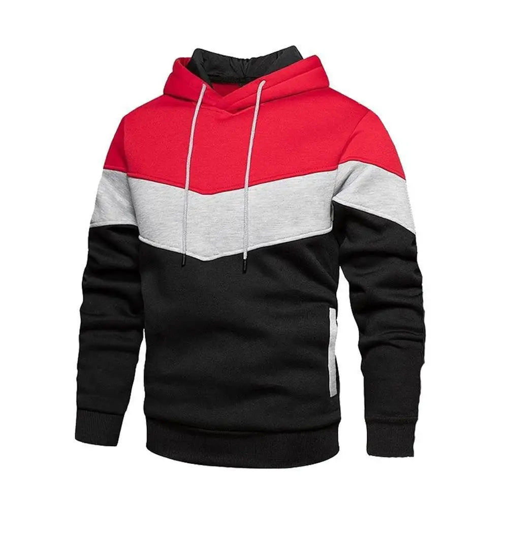 Men's winter fleece hoodie - color-block side detail