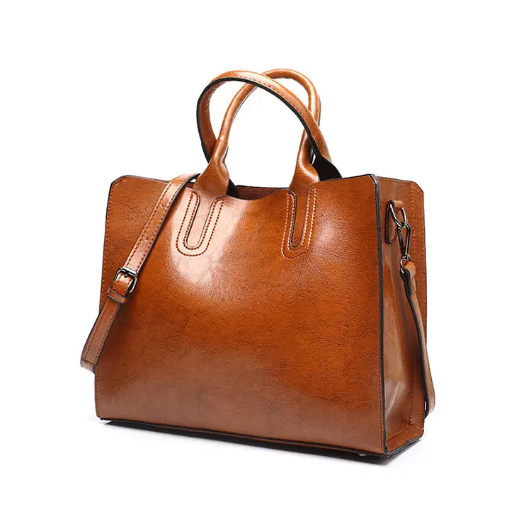 Retro leather crossbody handbag for women – vintage oil-wax finish
