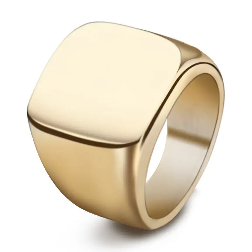 Stainless steel retro square ring silver detail