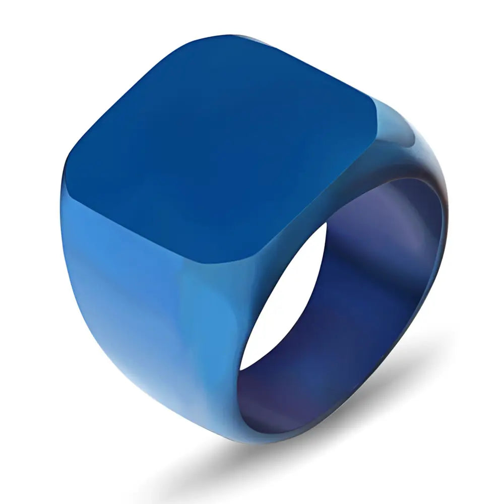 Retro square ring blue side view
