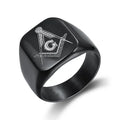 Black titanium masonic ring for men - front view