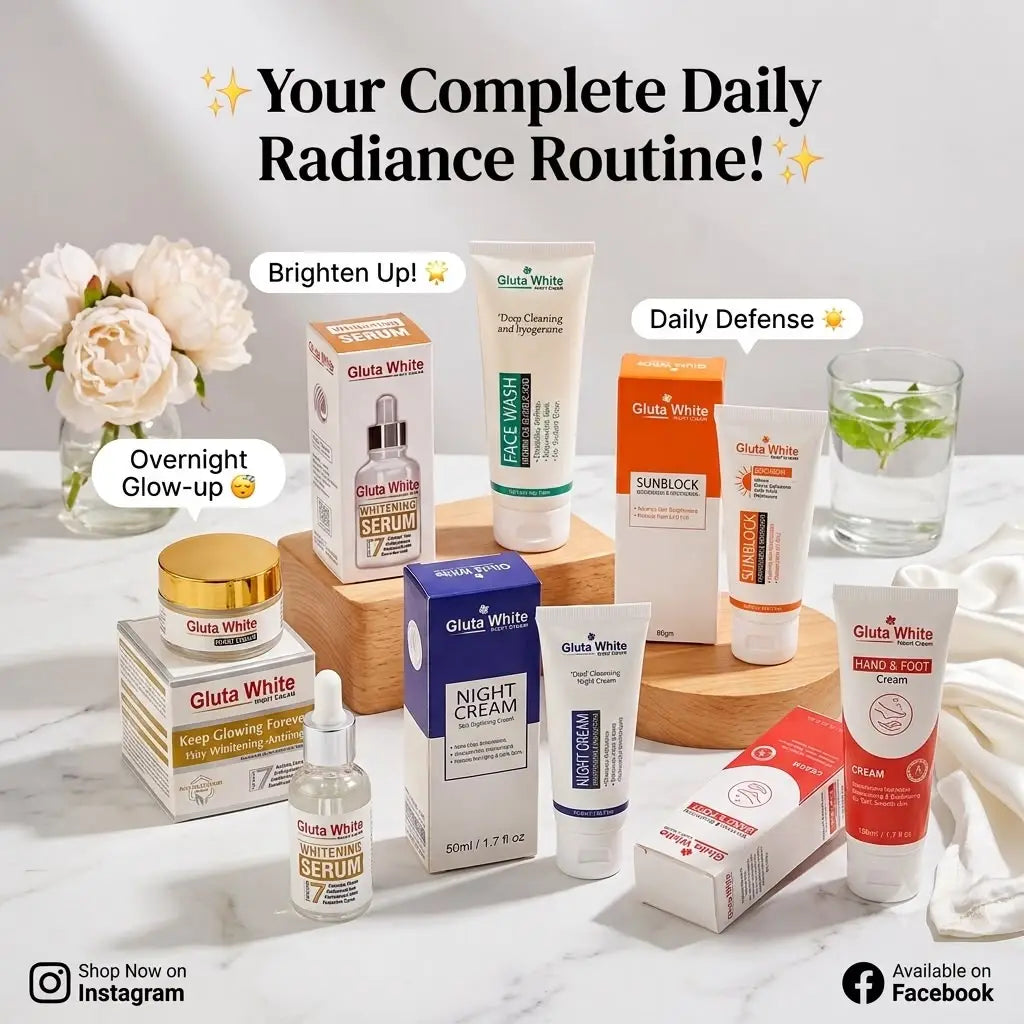 6-in-1 Gluta whitening skincare bundle - all items view