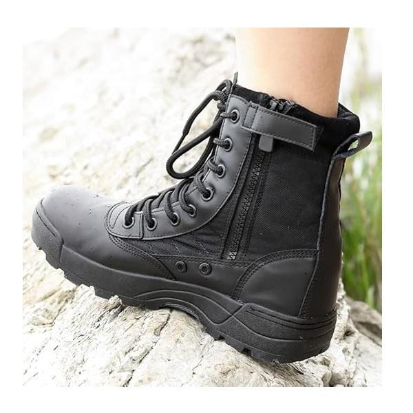 Men's black synthetic leather calf boots – front view