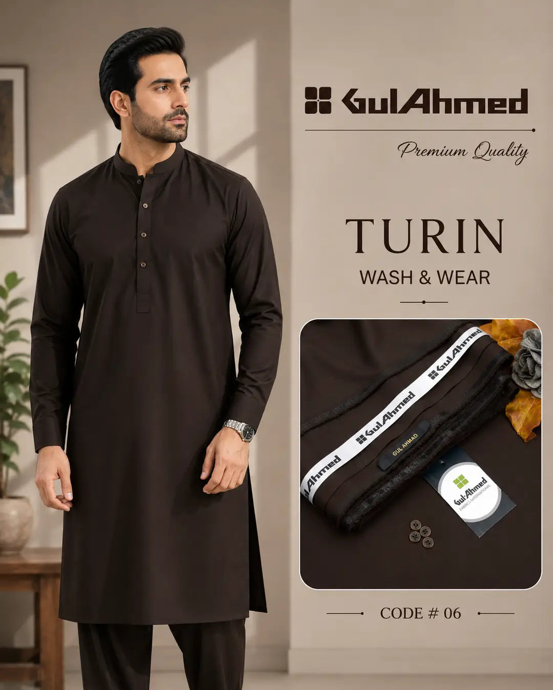 Men's unstitched wash & wear plain suit – fabric view