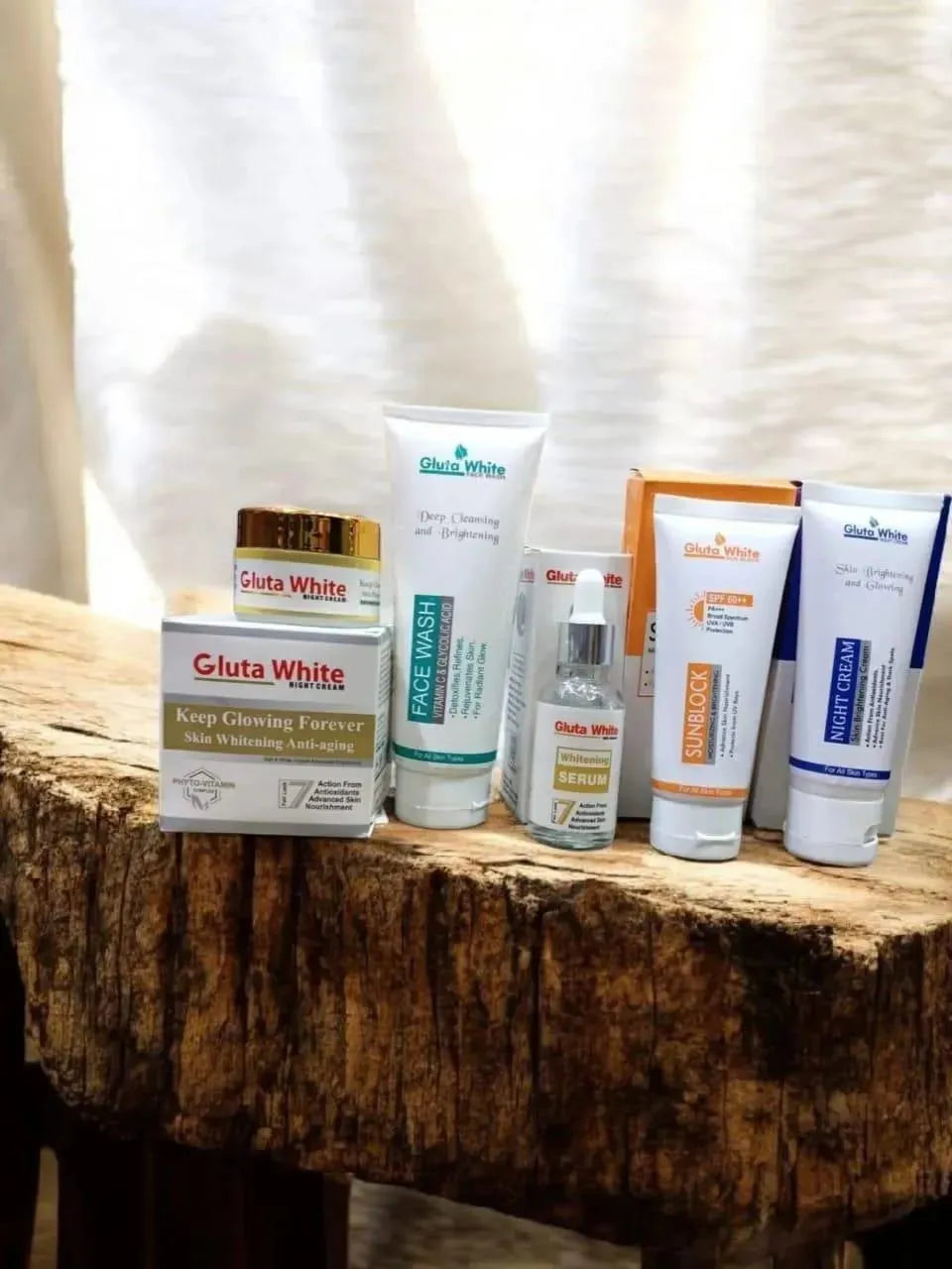 7-in-1 glutathione power skincare bundle complete routine kit - angle view