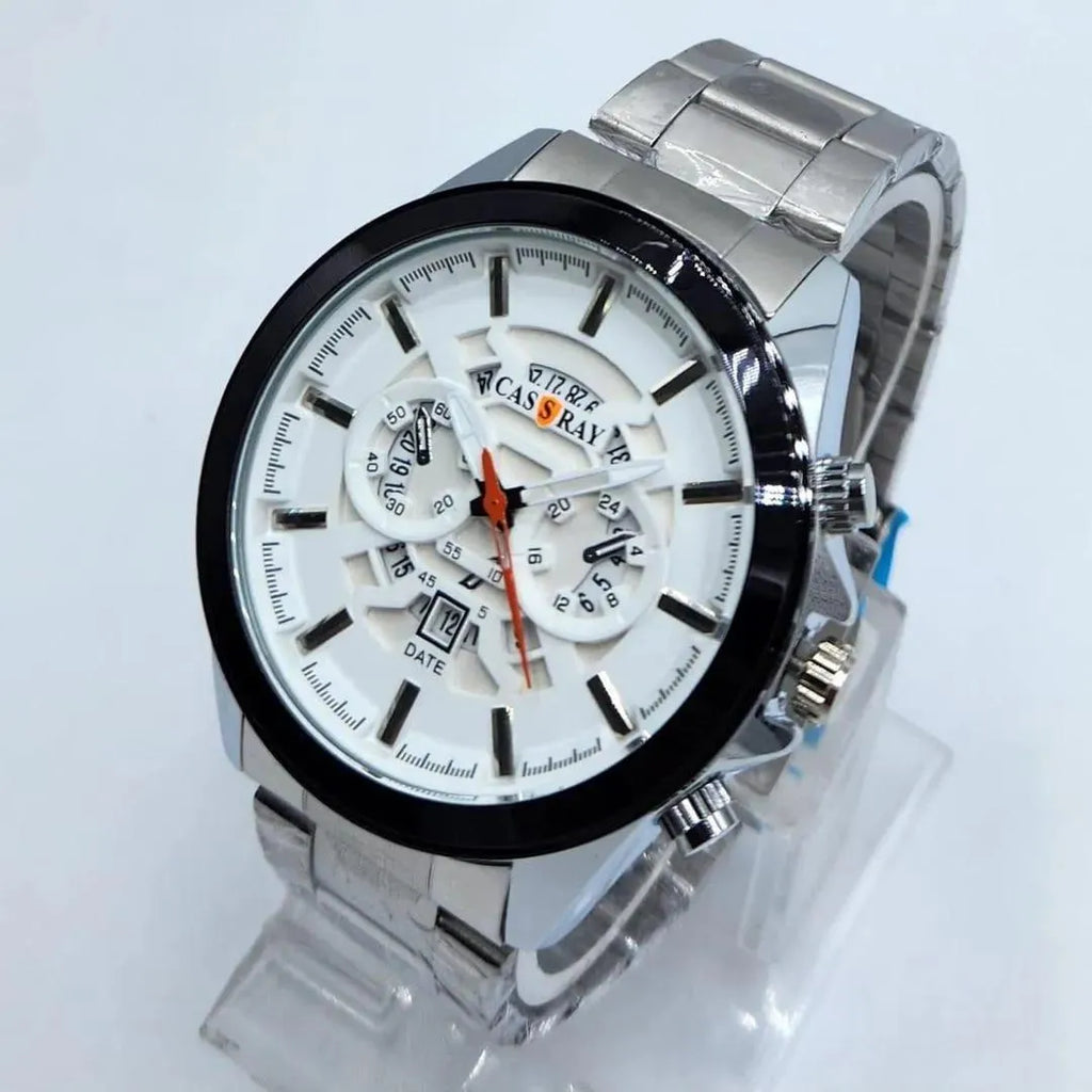 Men's stainless steel chain strap watch black finish – view