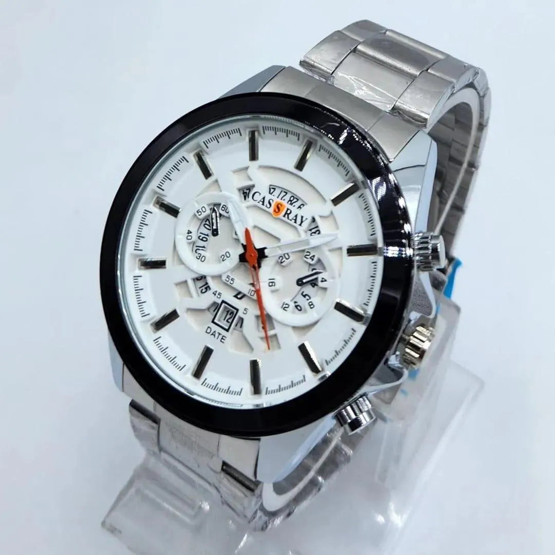 Men's stainless steel chain strap watch black finish – view