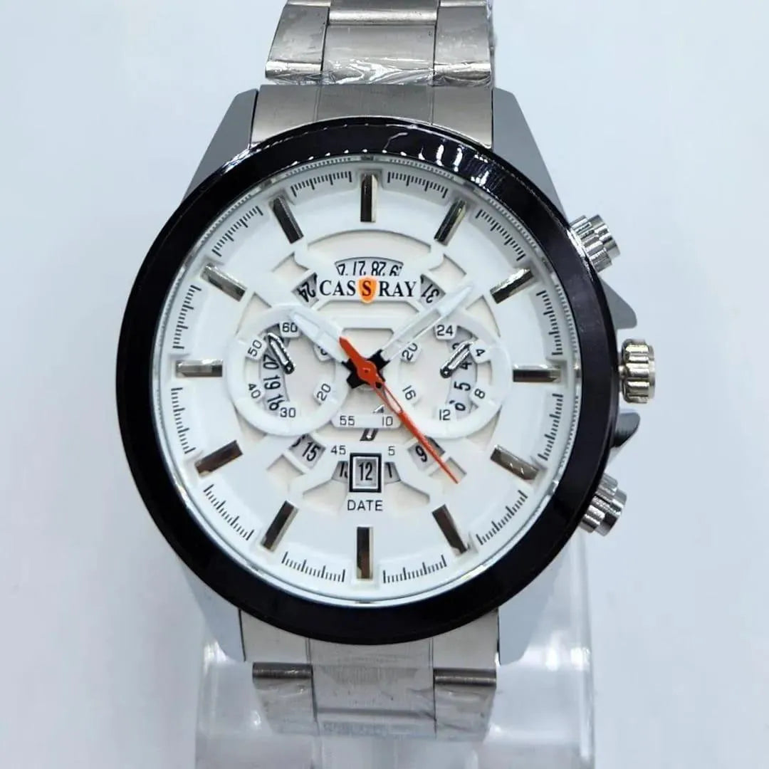 Men's stainless steel chain strap watch – clasp detail