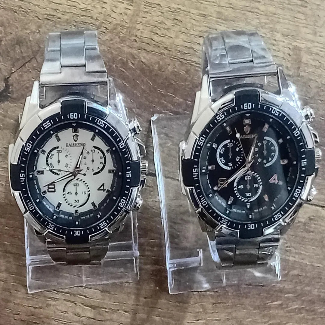 Men's stainless steel chronograph watch with gift box set