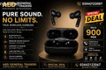 Black true wireless earbuds with noise cancelling and charging case – Bluetooth 5.3