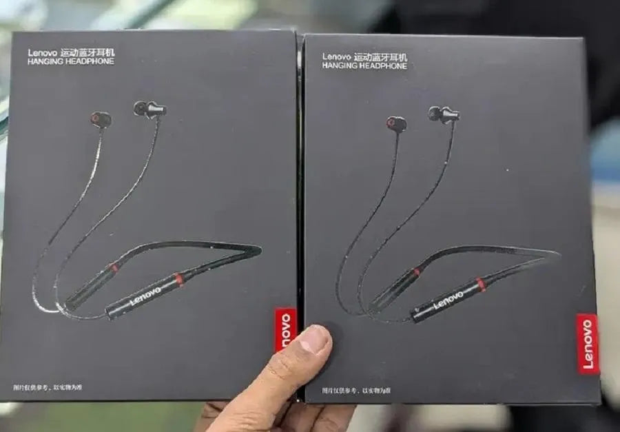 Wireless neckband earphones with charger cable – box contents