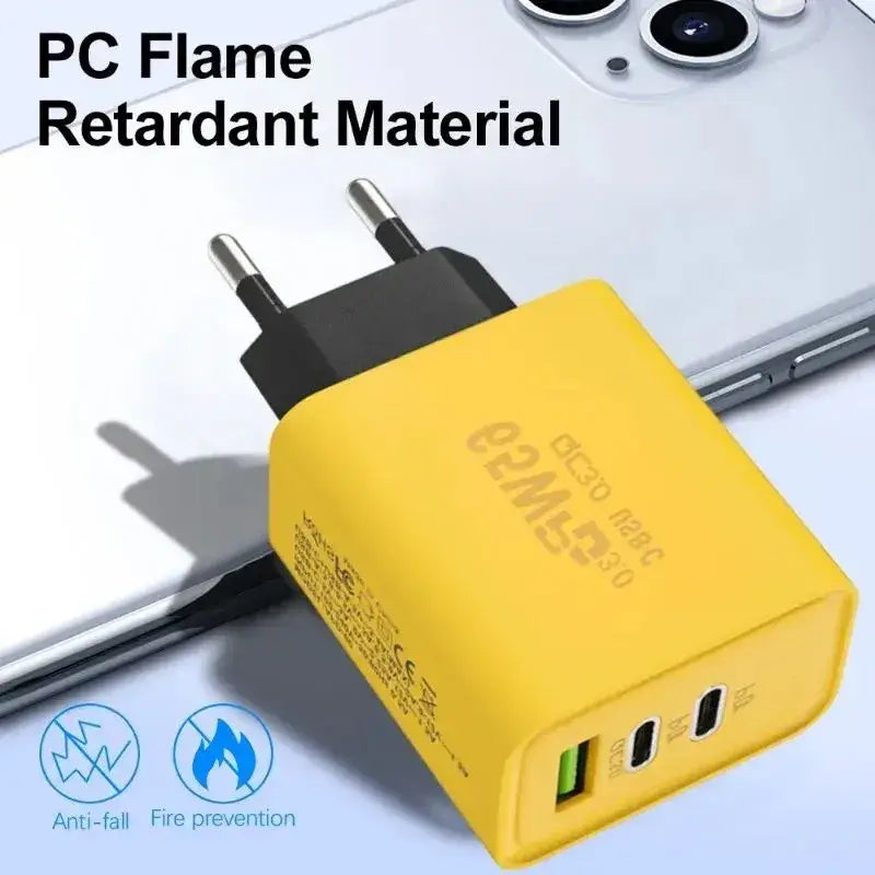 120W fast charger adapter – ports close-up