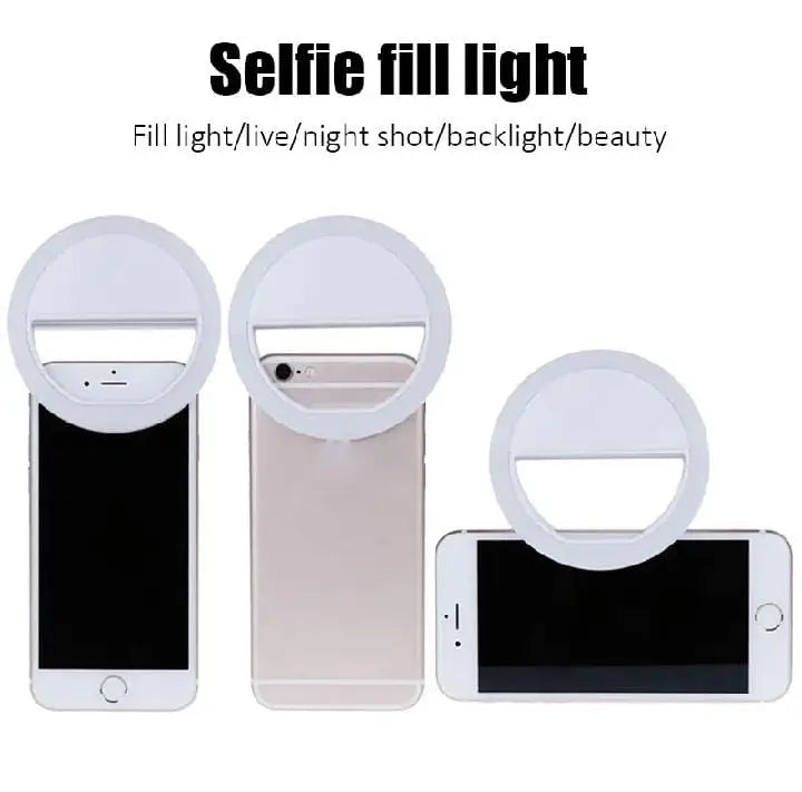 Mobile ring light USB LED selfie light for phone - angle view