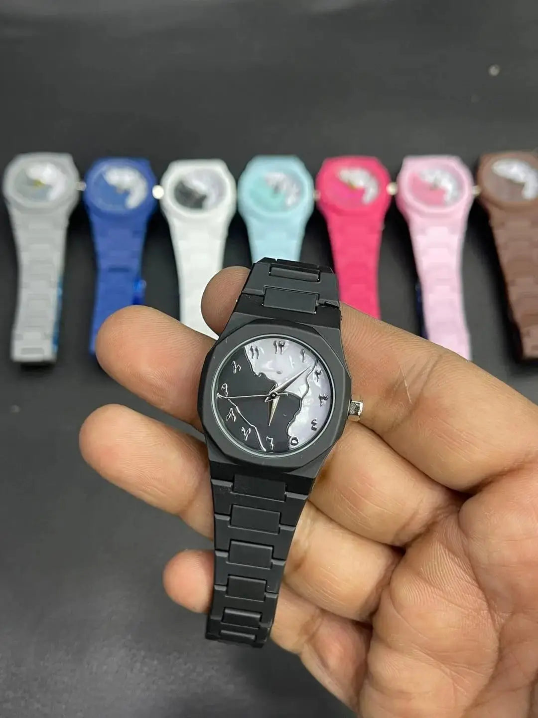 Stylish Arabic numerals wristwatch side view