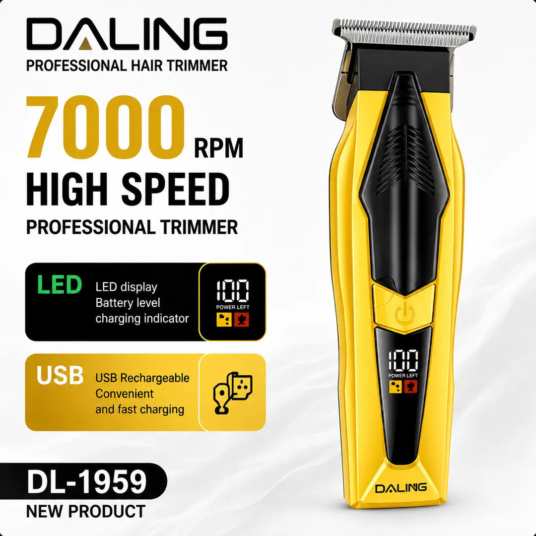 DALING DL-1959 Professional Hair Trimmer 7000 RPM USB Rechargeable LED Display Hair Beard Clipper (view 2)