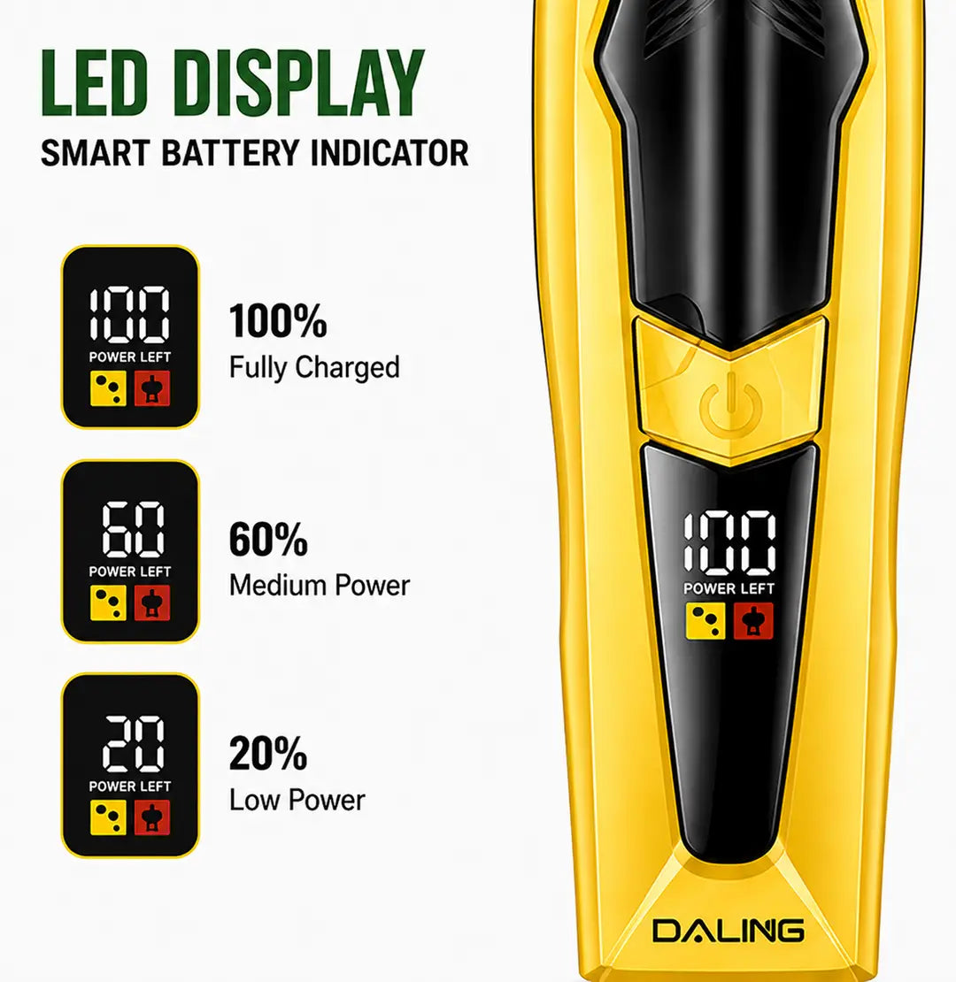 DALING DL-1959 Professional Hair Trimmer 7000 RPM USB Rechargeable LED Display Hair Beard Clipper (view 4)