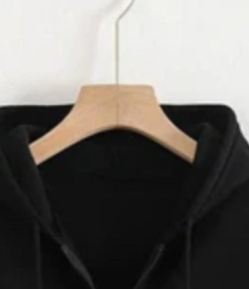 Black fleece zip hoodie for men and women - back view