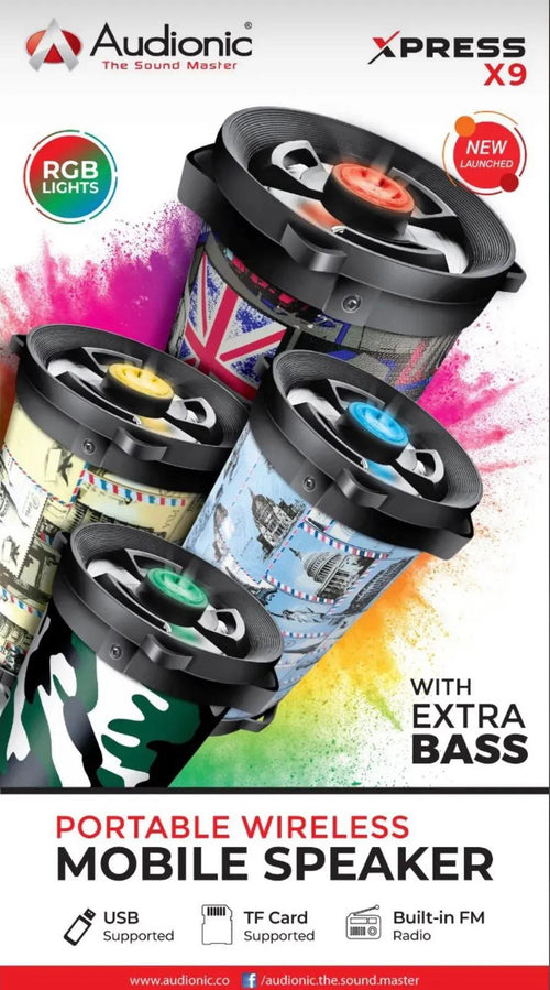 Audionic Xpress X9 portable bluetooth speaker - front view