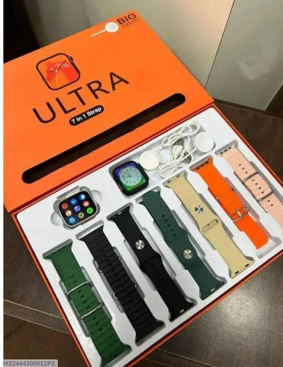 Ultra smart watch with 4 straps set - side view