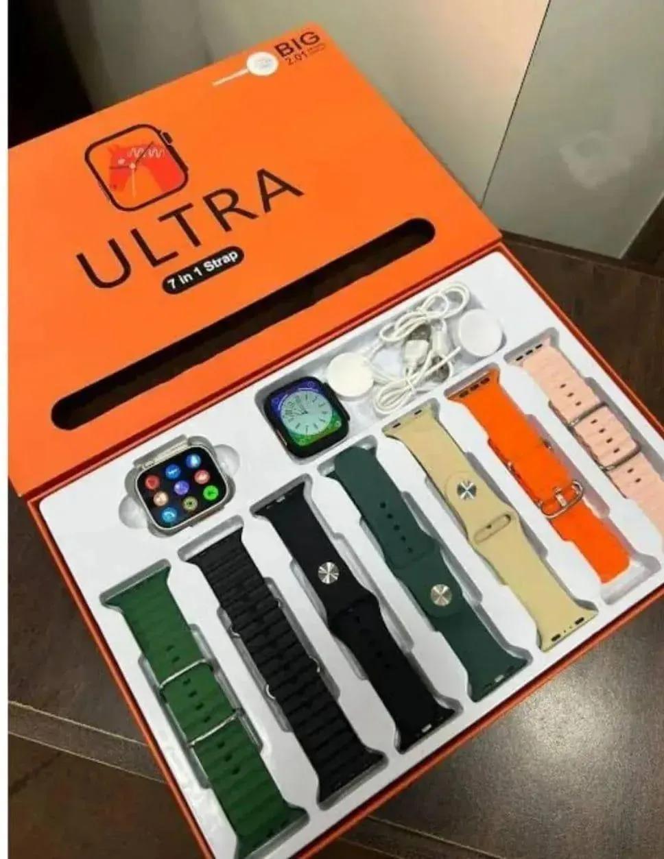 Ultra smart watch with 4 straps set - front view