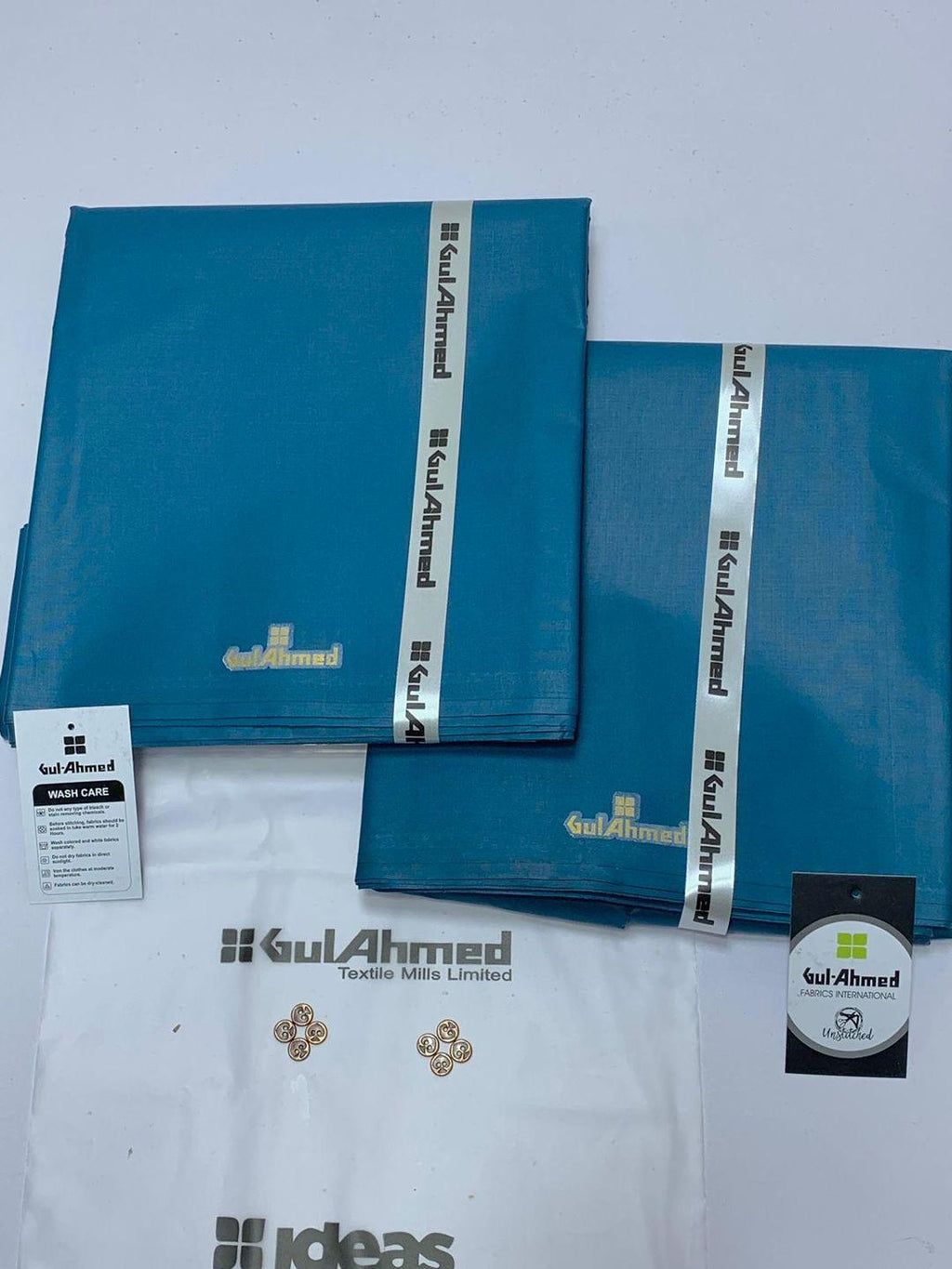Men's unstitched cotton suit - turquoise fabric