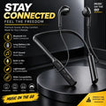 Neckband bluetooth wireless earphones - black front view