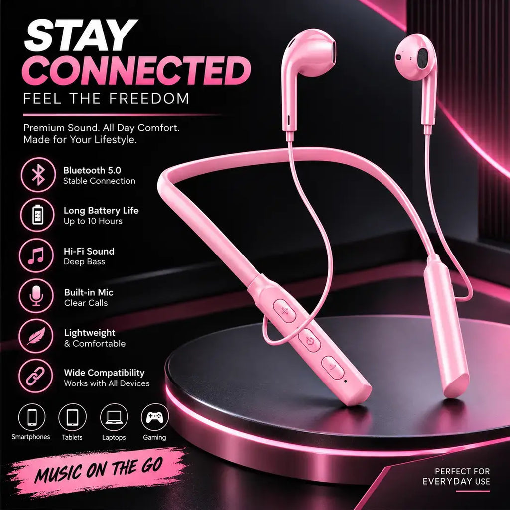 Neckband earphones - earbuds and controls detail