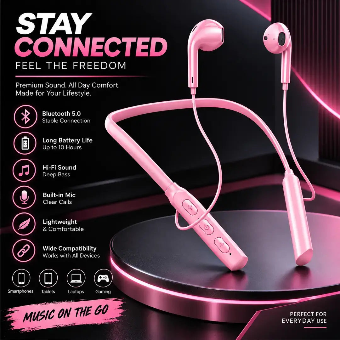 Neckband earphones - earbuds and controls detail