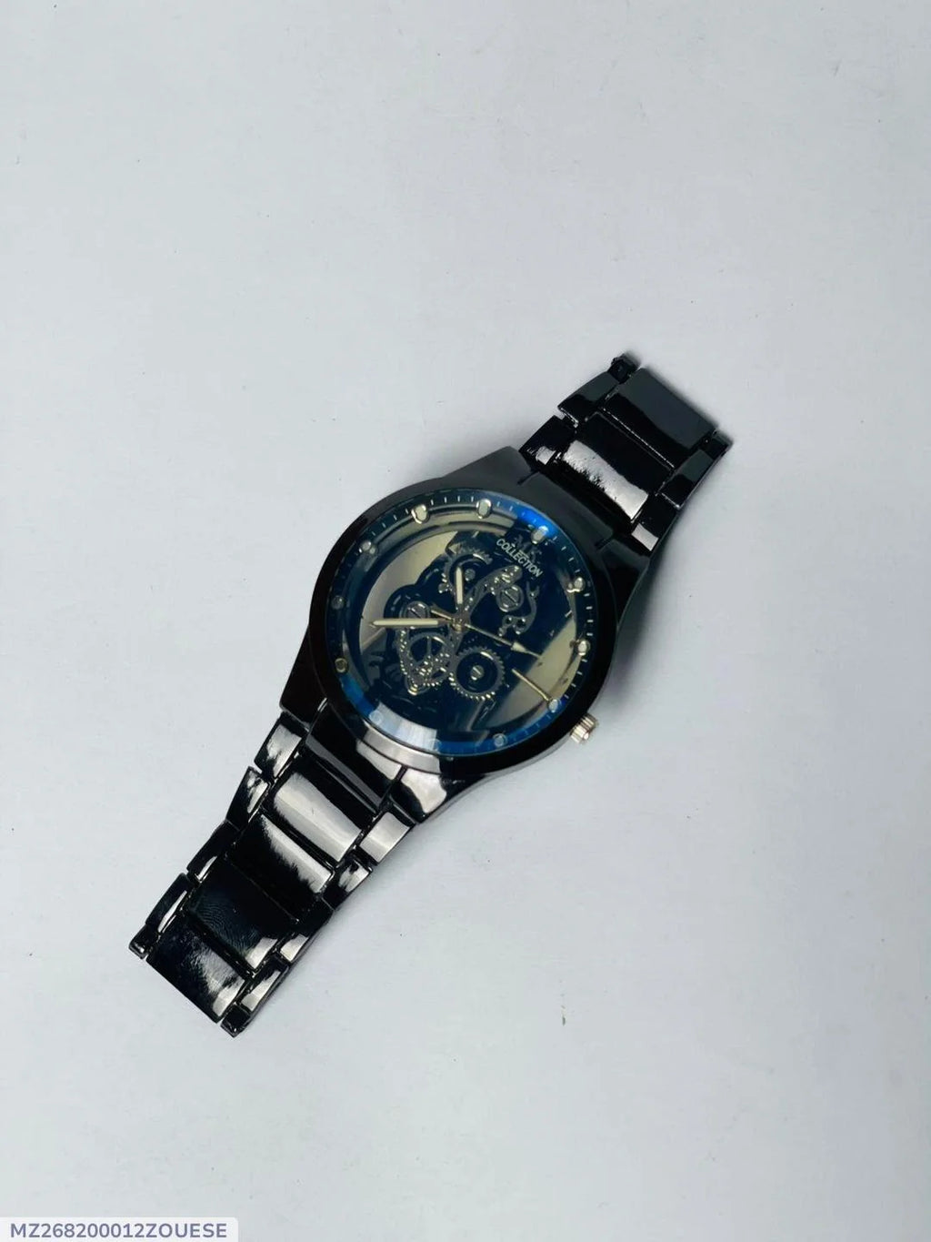 Black skeleton gear watch Pakistan – worn on wrist