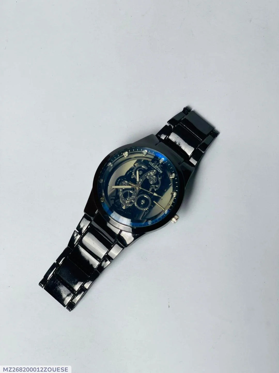 Black skeleton gear watch Pakistan – worn on wrist