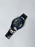Men's black stainless steel skeleton watch – visible gear dial