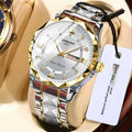 Luxury men's stainless steel sports quartz watch – front dial view