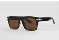 UV400 square sunglasses with black frame, brown mirror lenses and gold accents, unisex style