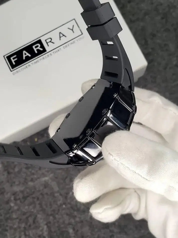 Richard skeleton watch black – worn on wrist
