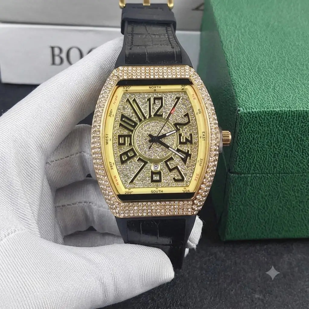 Men's luxury watch with premium textured strap