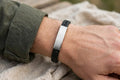 Men's Black Leather Bracelet with Silver Plate
