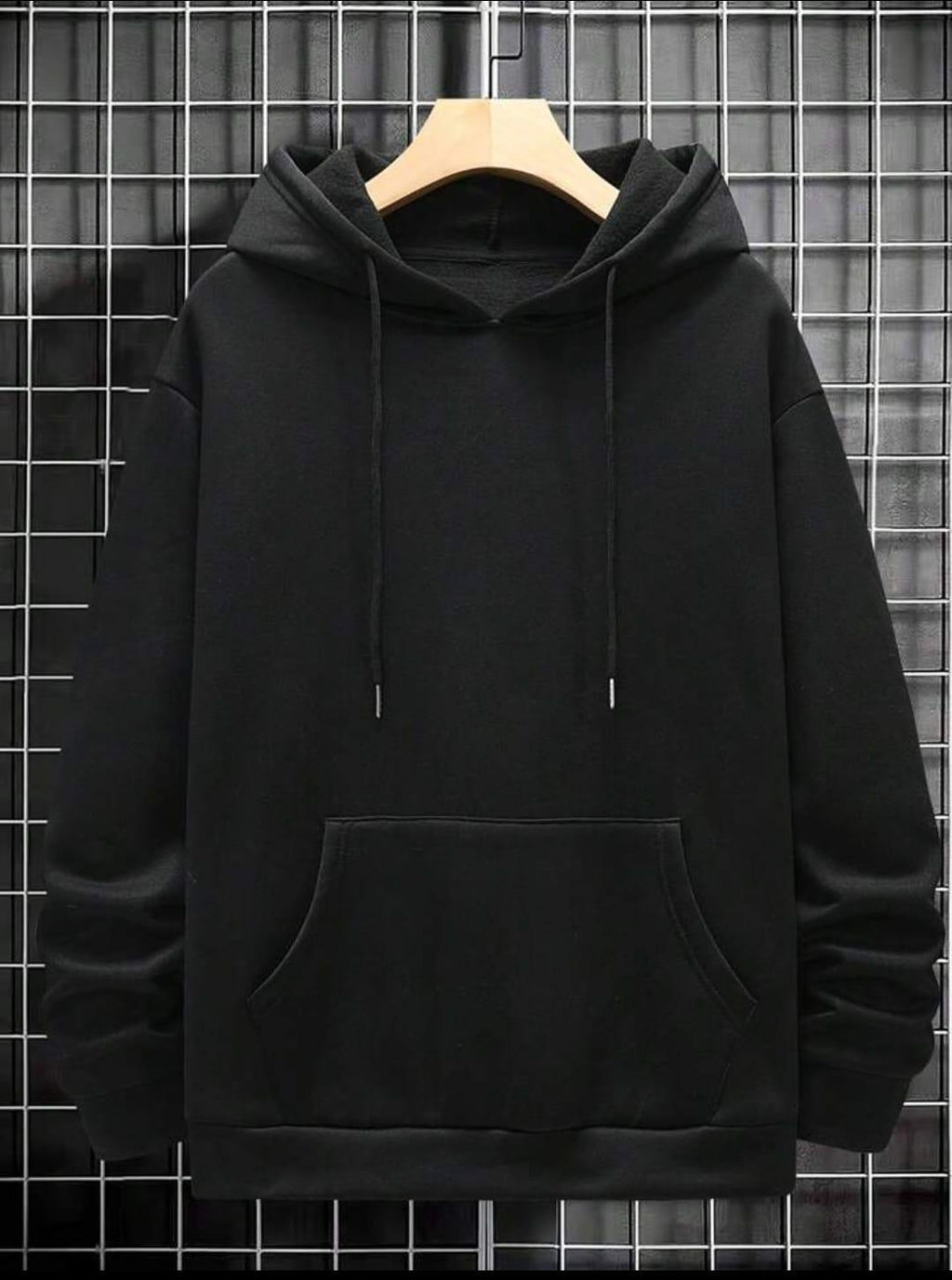 Men's black fleece hoodie – front view