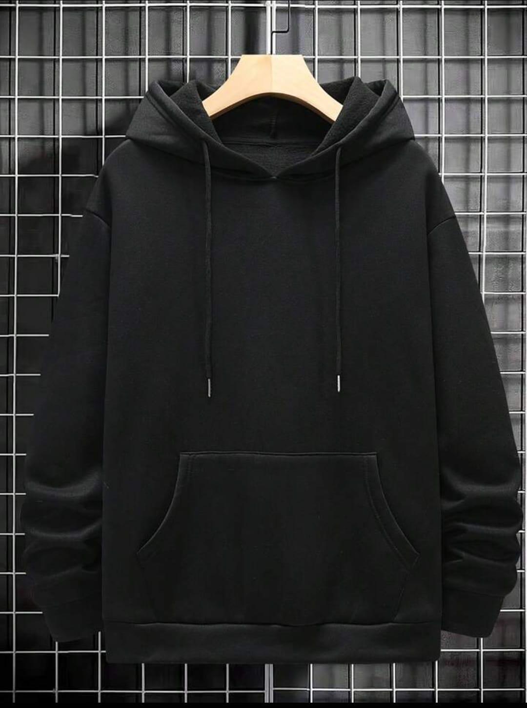 Men's black fleece hoodie – front view