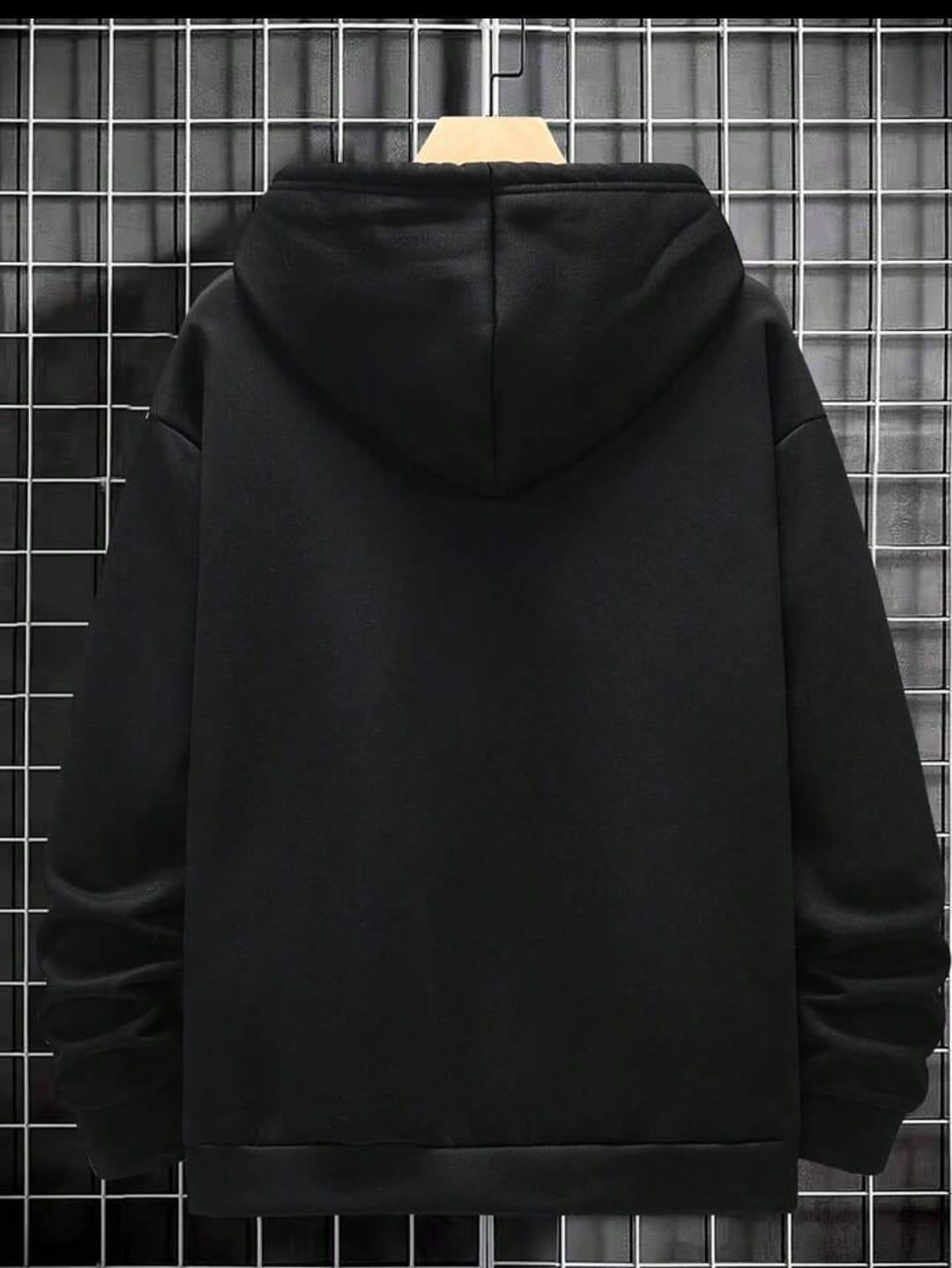 Men's black fleece hoodie – back view