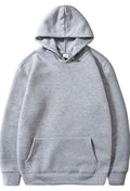 Men's grey cotton hoodie - classic pullover front view