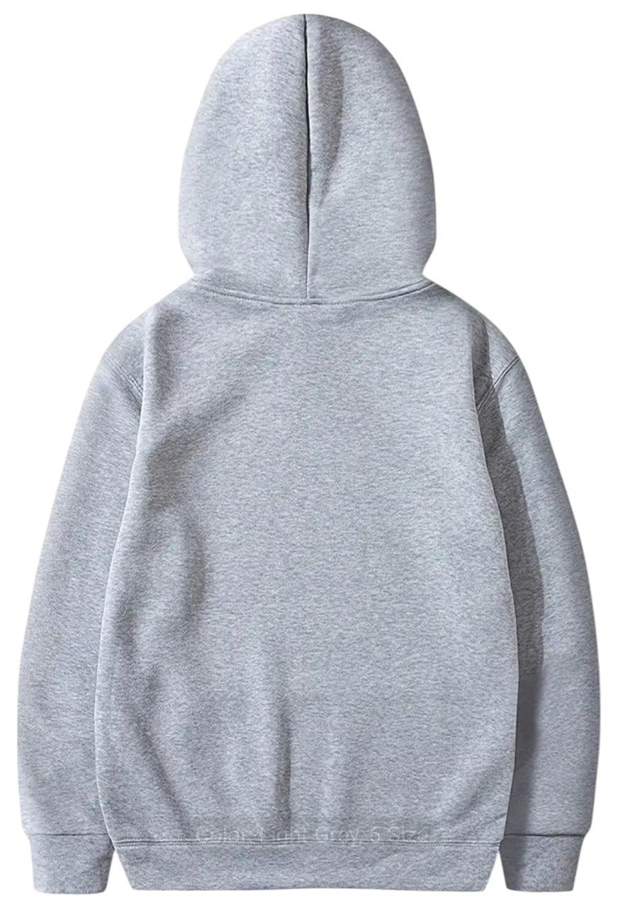 Men's grey cotton hoodie - kangaroo pocket detail