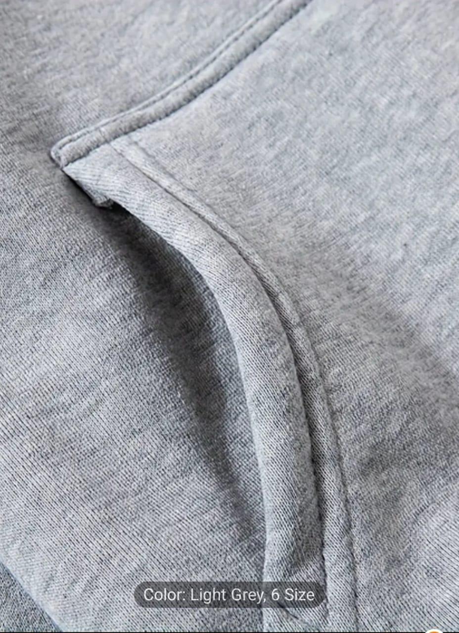 Men's grey cotton hoodie - hood and neckline